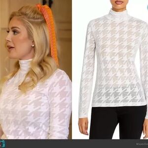 Rag & Bone Valencia Houndstooth Turtleneck White Large